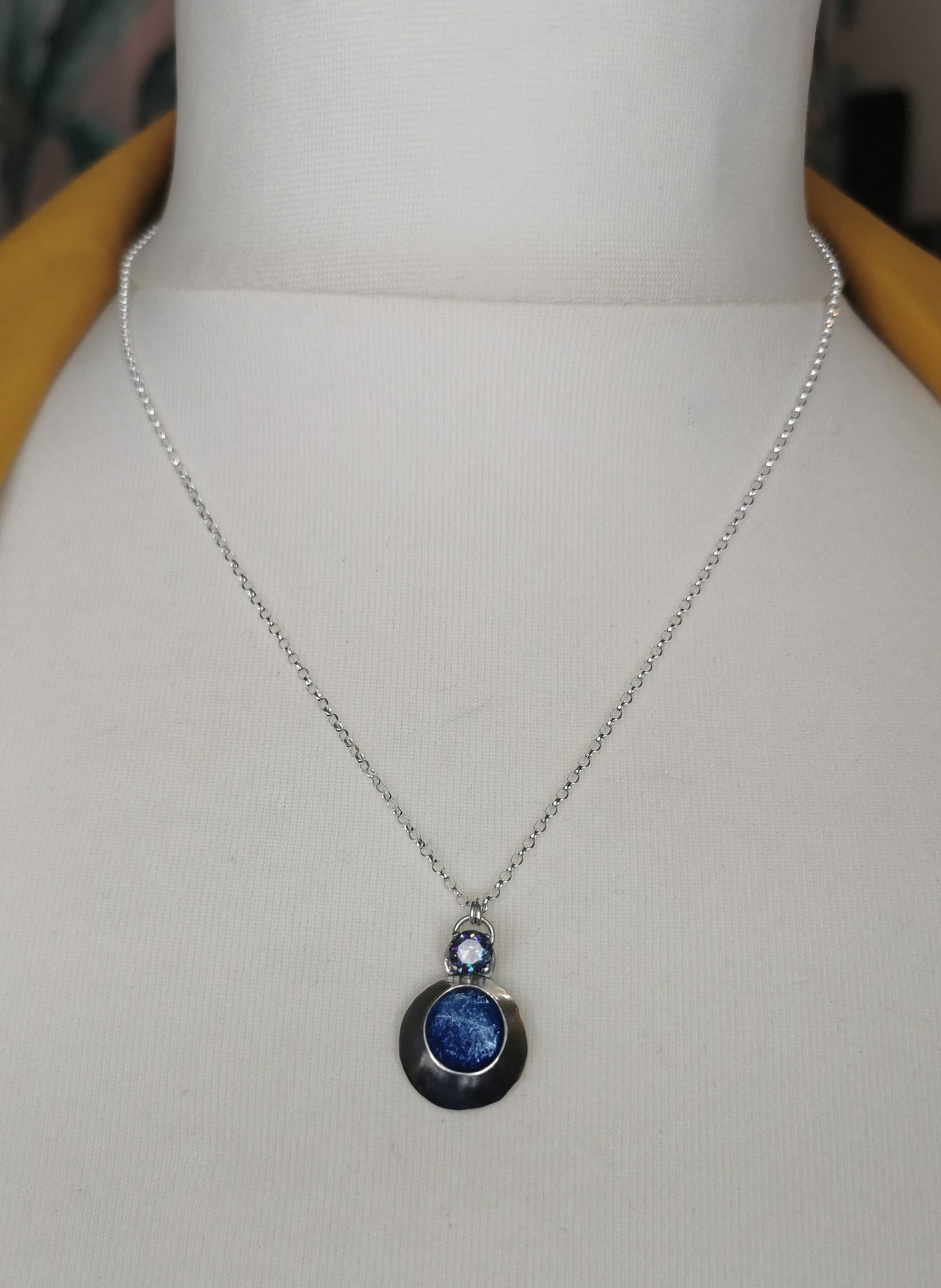 Silver Necklace with Mystic Fire Topaz.