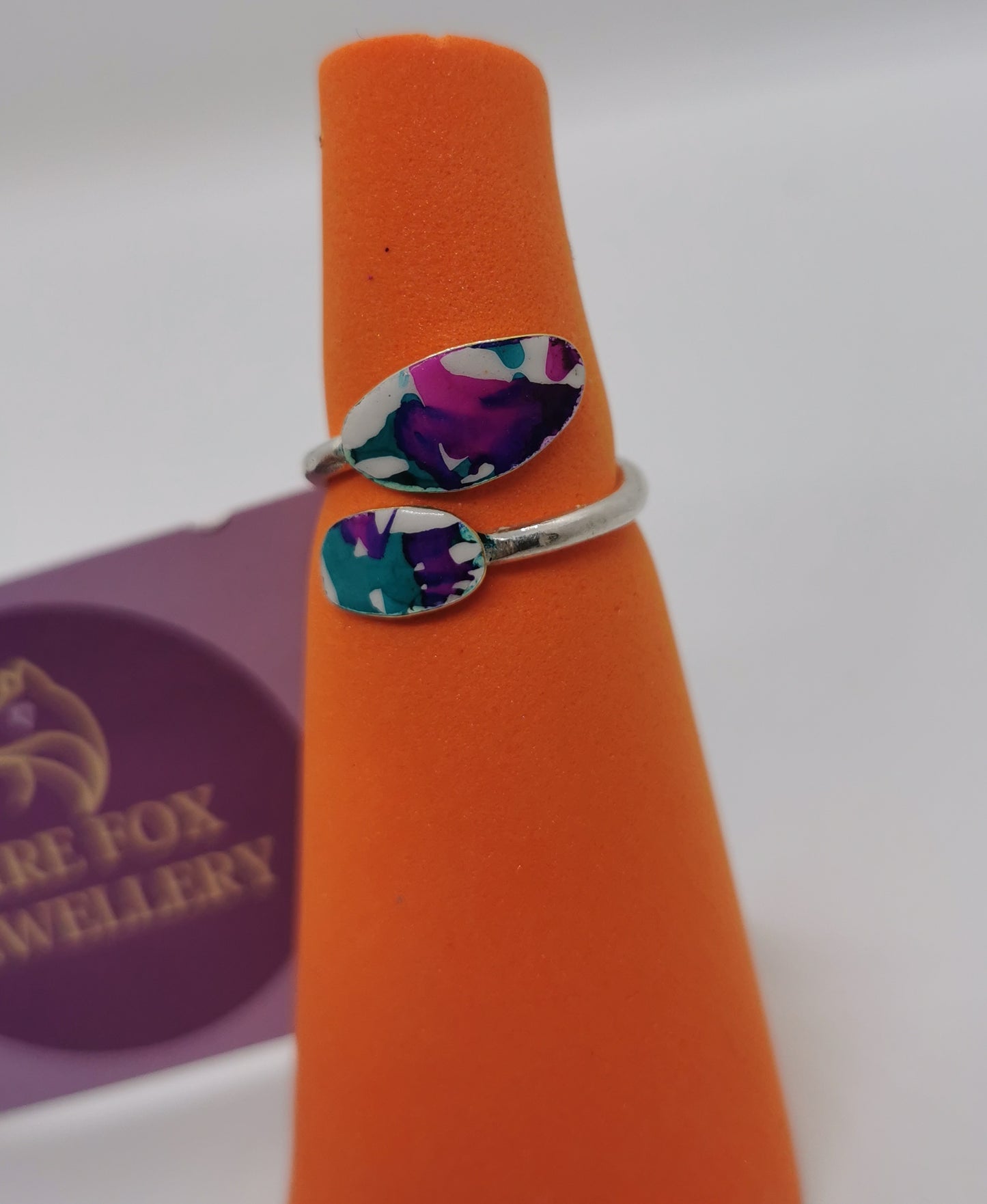 Forget-Me-Not Blue, Sweet Plum and Hot Pink Sterling Silver Wrap Around Ring.