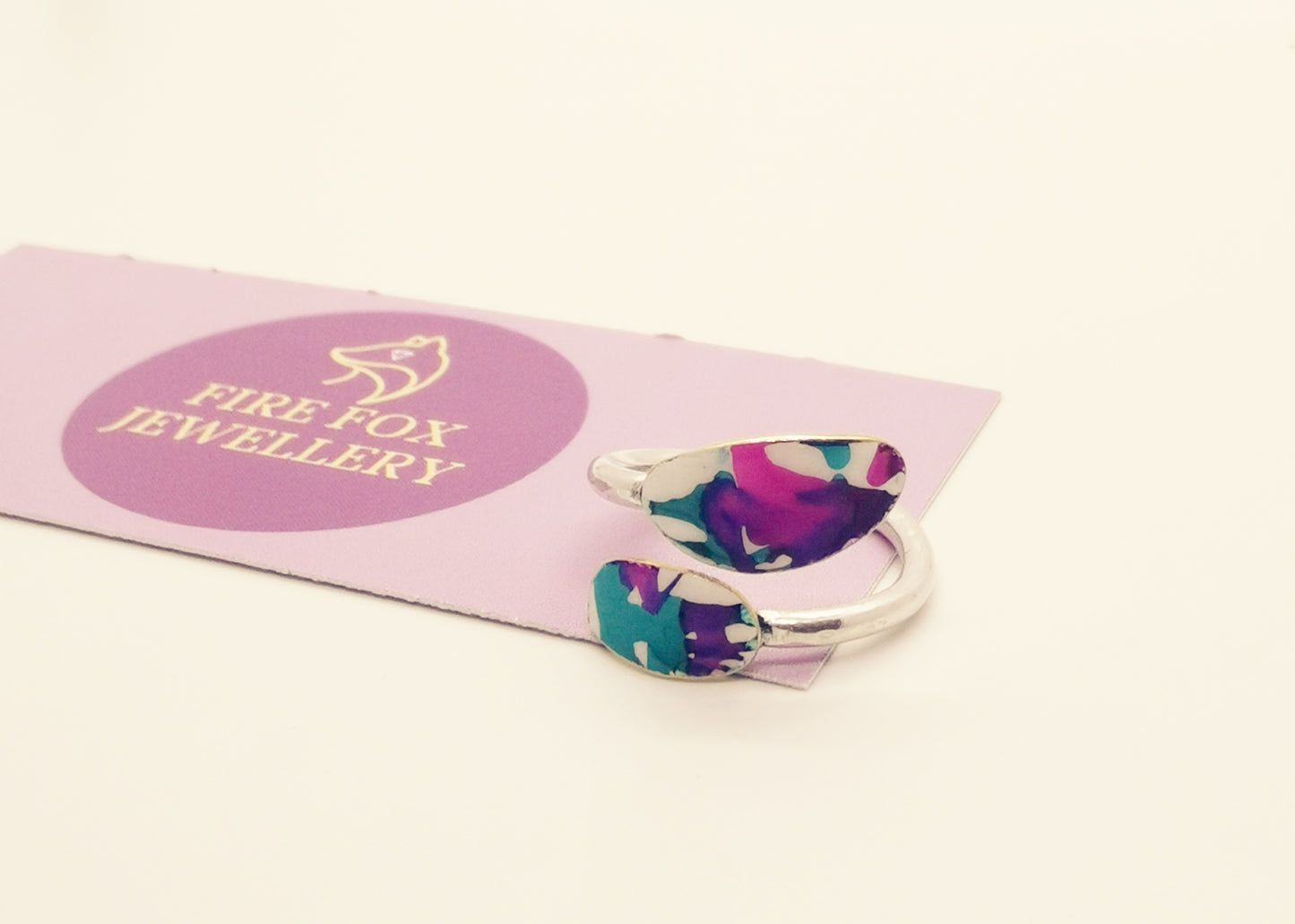 Forget-Me-Not Blue, Sweet Plum and Hot Pink Sterling Silver Wrap Around Ring.