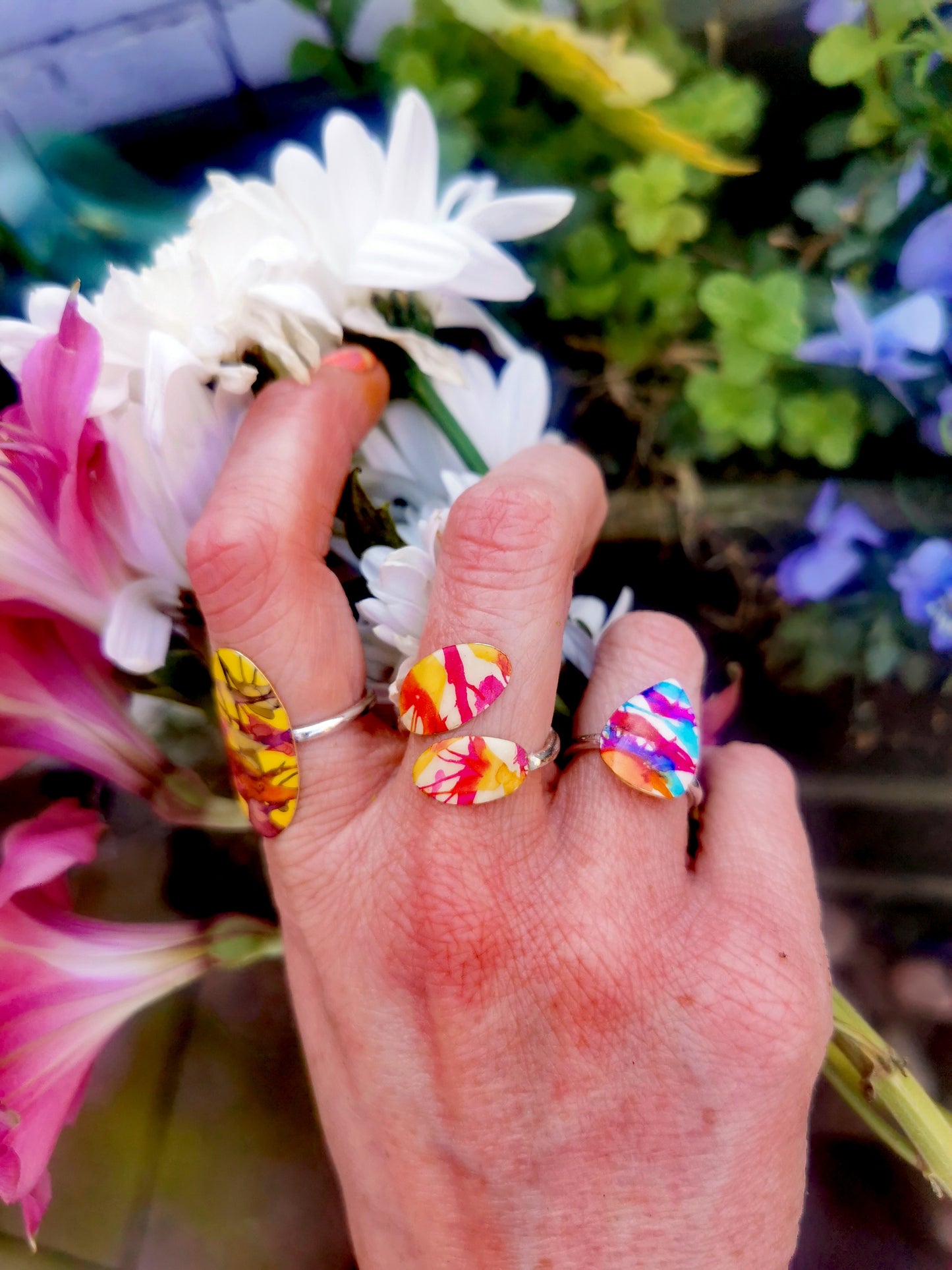 Butterscotch and Hot Pink Wrap Around Ring.