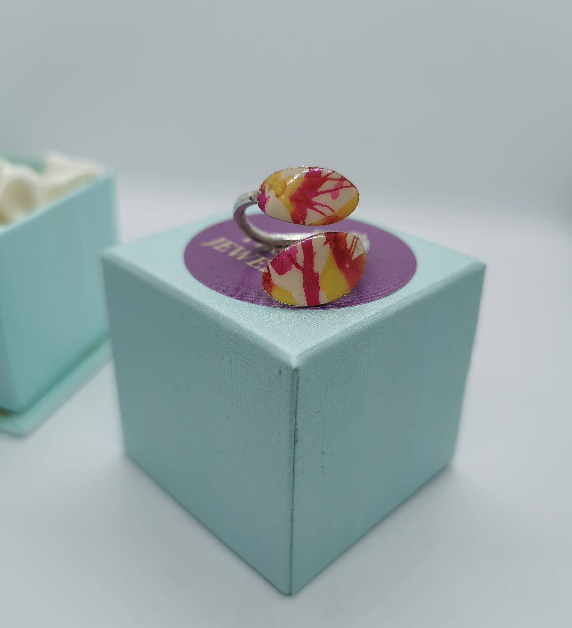 Butterscotch and Hot Pink Wrap Around Ring.